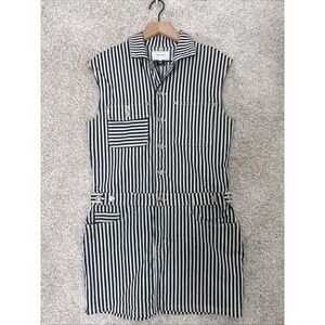 Current Elliott Blue White Striped Denim Button Up Collared Mini - Size 2